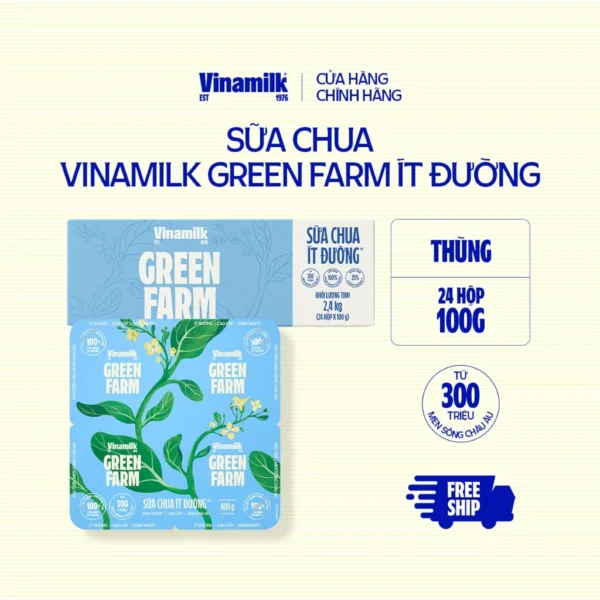 Thùng 24 hộp Sữa chua ăn Vinamilk Green Farm Ít Đường Hộp 100g 🔥🔥