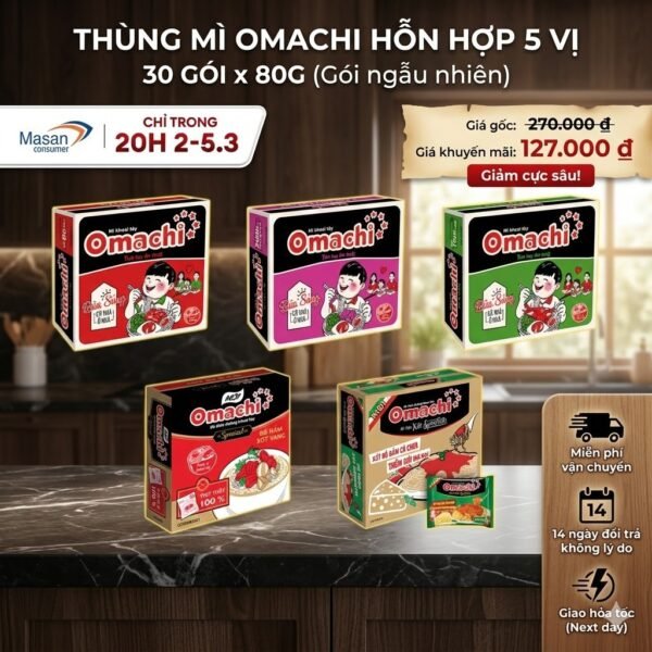 [Chọn Vị] Thùng Mì Omachi - Thùng 30 Gói x 80G 🔥